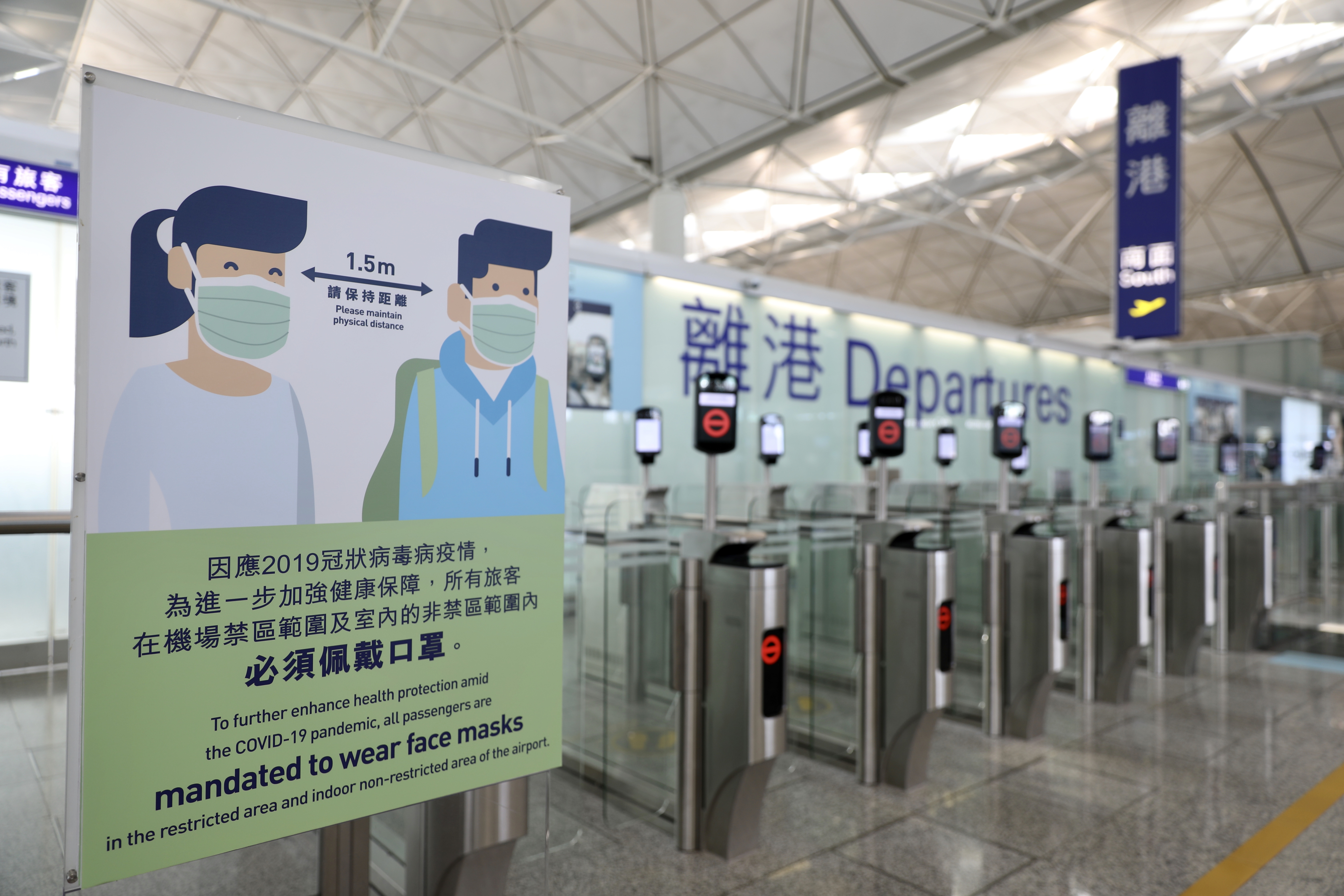 機場有約9成5的櫃位被關閉（大公文匯全媒體記者攝）