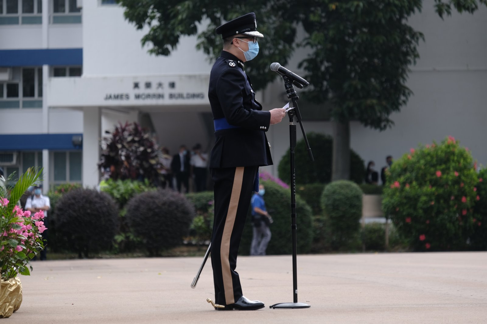 警務處處長鄧炳強在典禮上致詞（香港文匯報記者 陳大文攝）