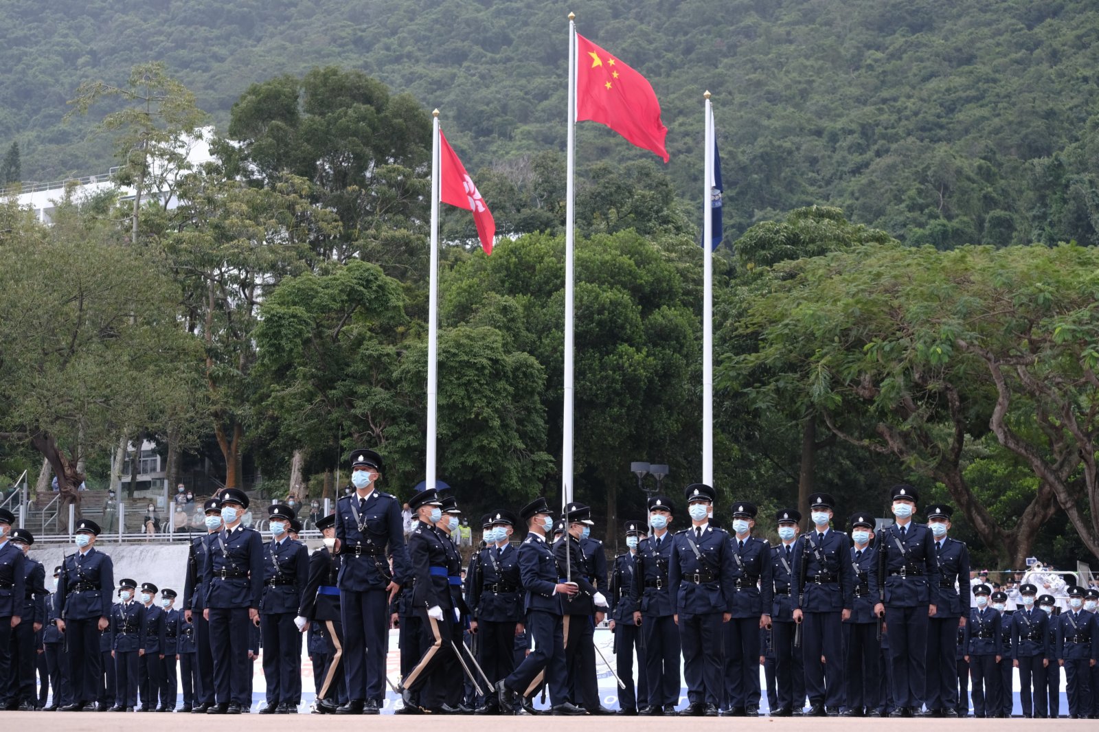 結業會操在香港警察學院舉行，今日有百多名警察及督查參加畢業禮（香港文匯報記者 陳大文攝）