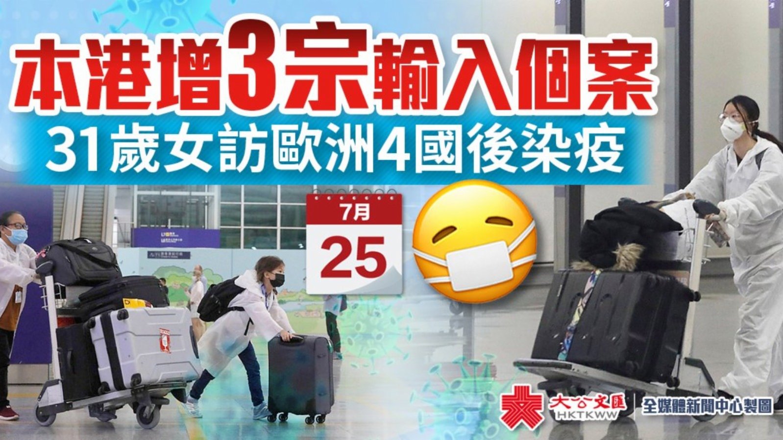 香港增3宗輸入個案　31歲女訪歐洲4國後染疫