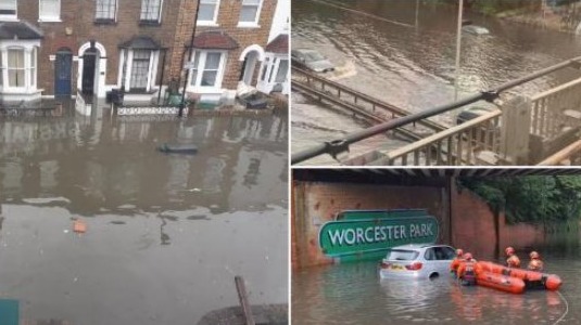 倫敦暴雨致市區街道積水　多個車輛受困洪水中