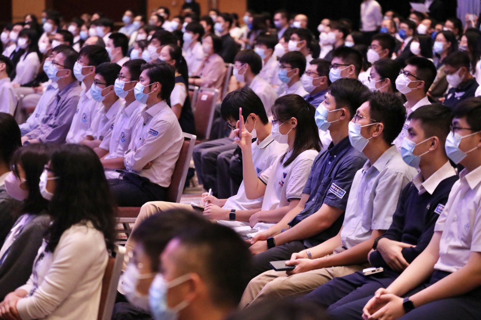 「時代精神耀香江」之仰望星空話天宮活動舉行，三名神舟十二號載人飛船航天員聶海勝、劉伯明、湯洪波，將在天宮空間站與香港青少年實時連線交流，並帶領香港市民參觀空間站的天和核心艙，及回答大家想知的問題。（大公文匯全媒體記者李斯哲攝）