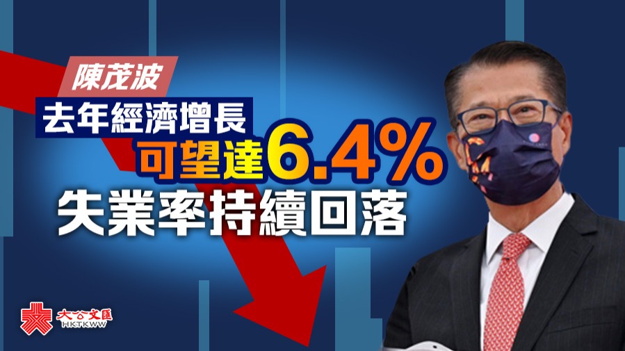 陳茂波：去年經濟增長可望達6.4%　失業率持續回落