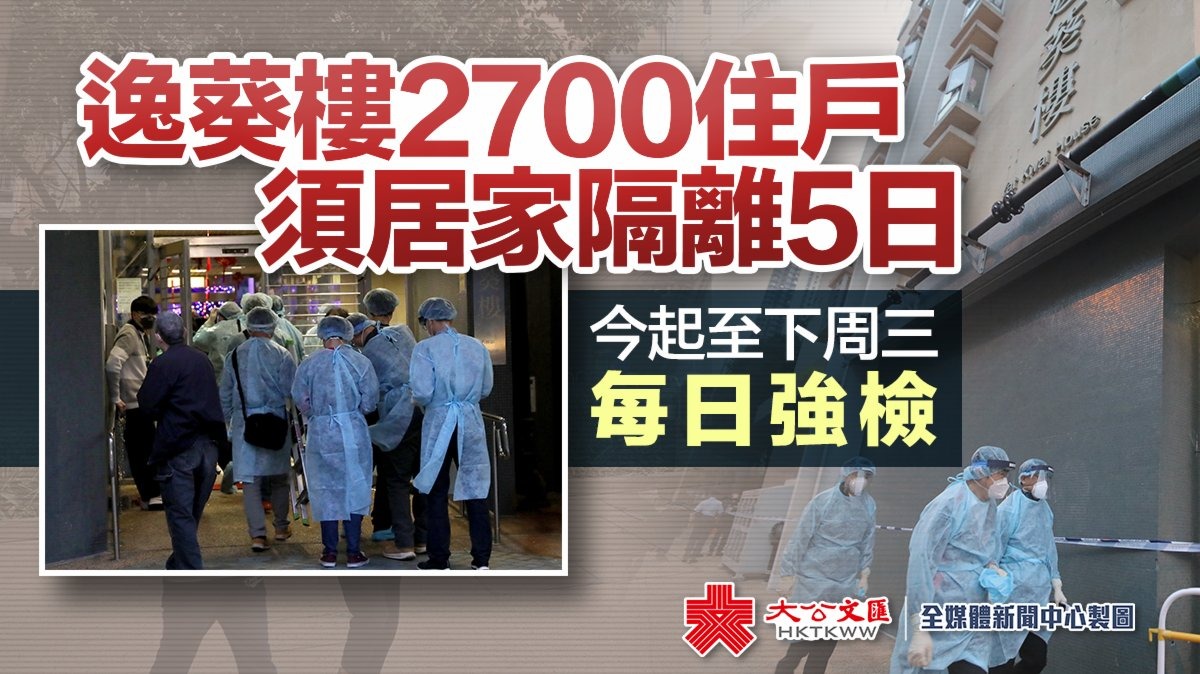 逸葵樓2700居民須居家隔離5日　每日強檢