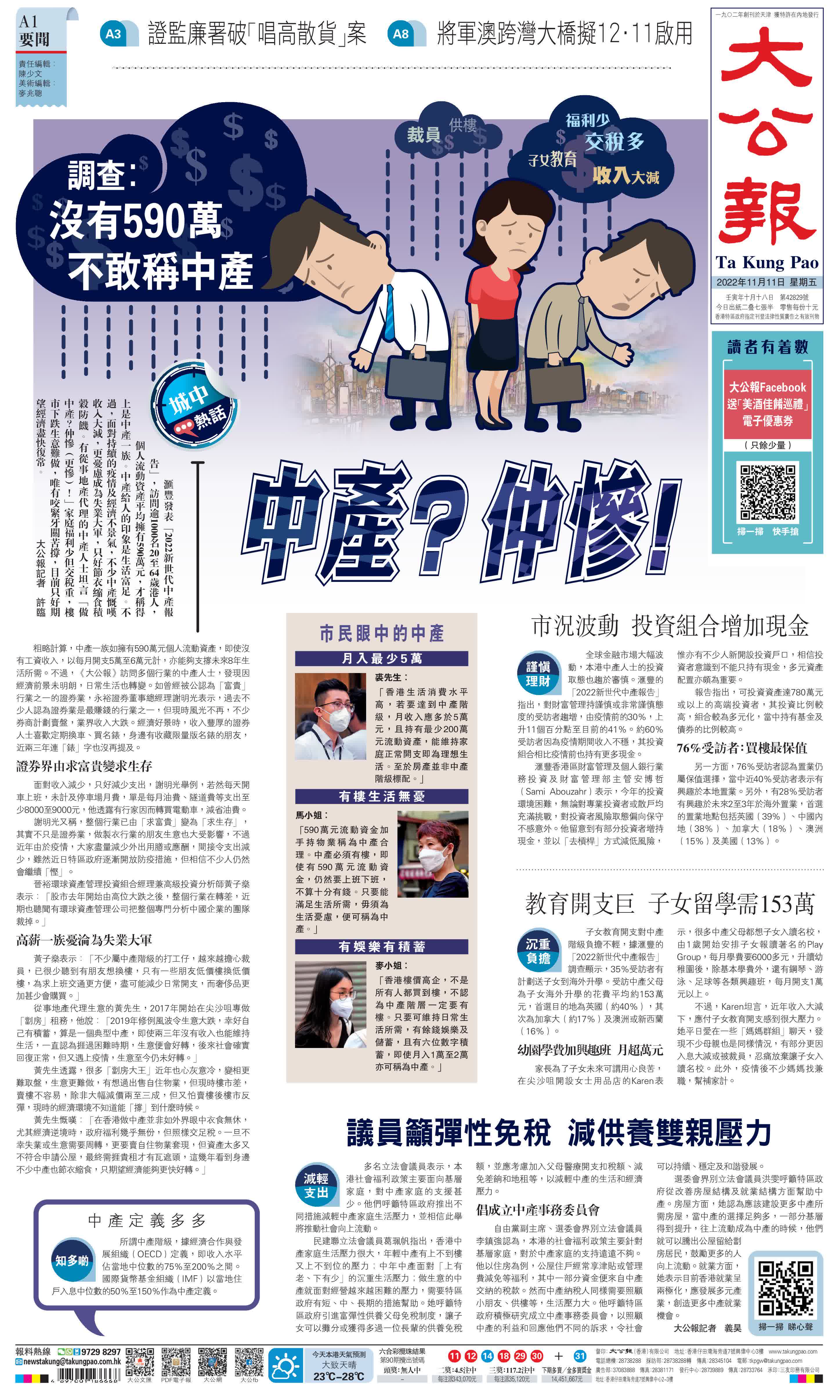 調查:沒有590萬 不敢稱中產 - 首頁 - 大公文匯網
