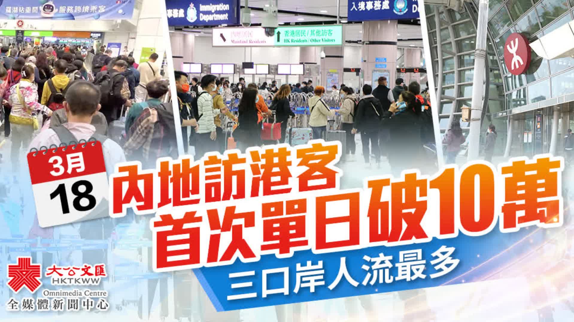 內地訪港客首次單日破10萬 三口岸人流最多 香港 大公文匯網