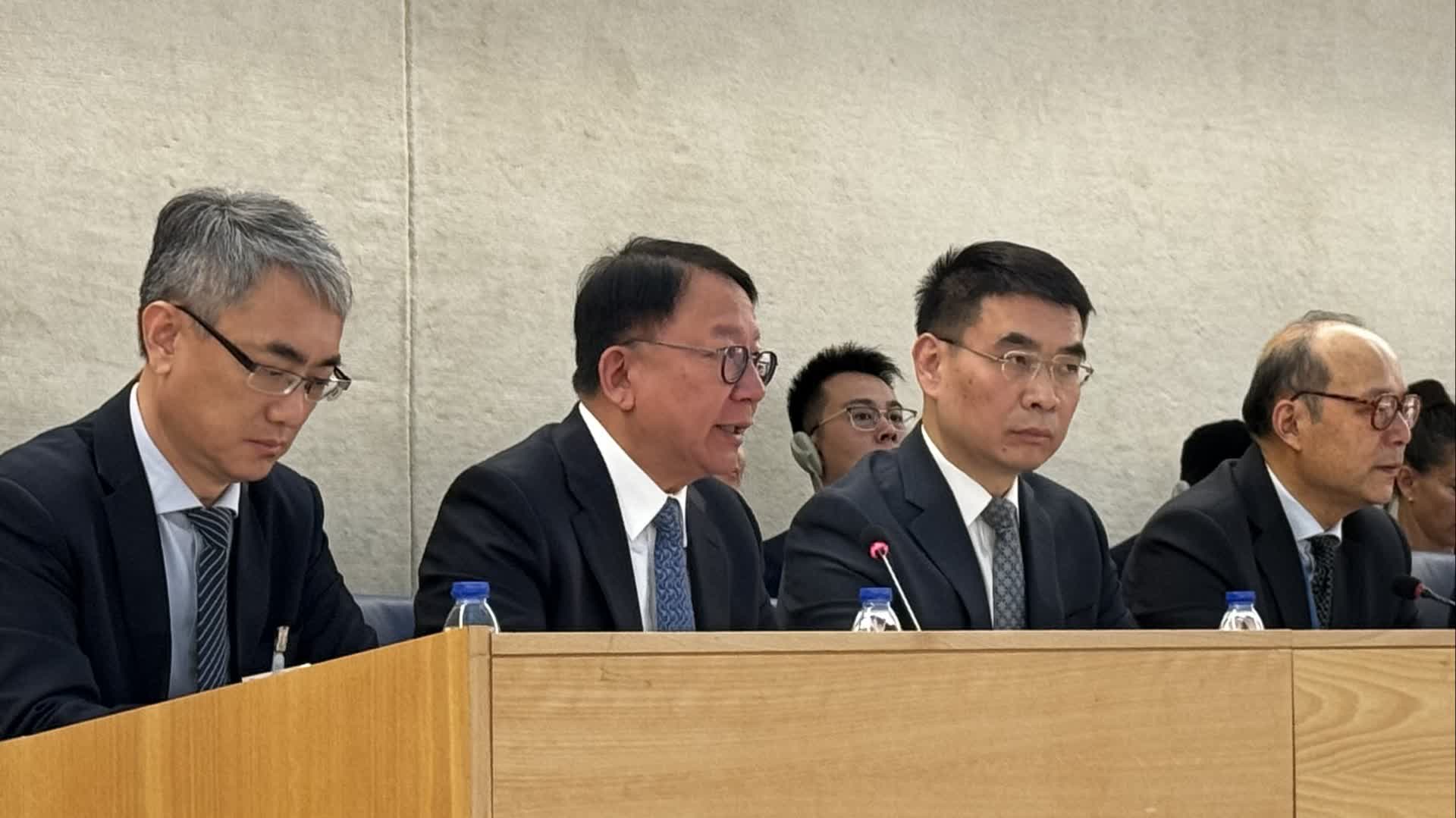 （有片）陳國基在人權理事會會議發言　指「一國兩制」是香港長期繁榮穩定的重要基石