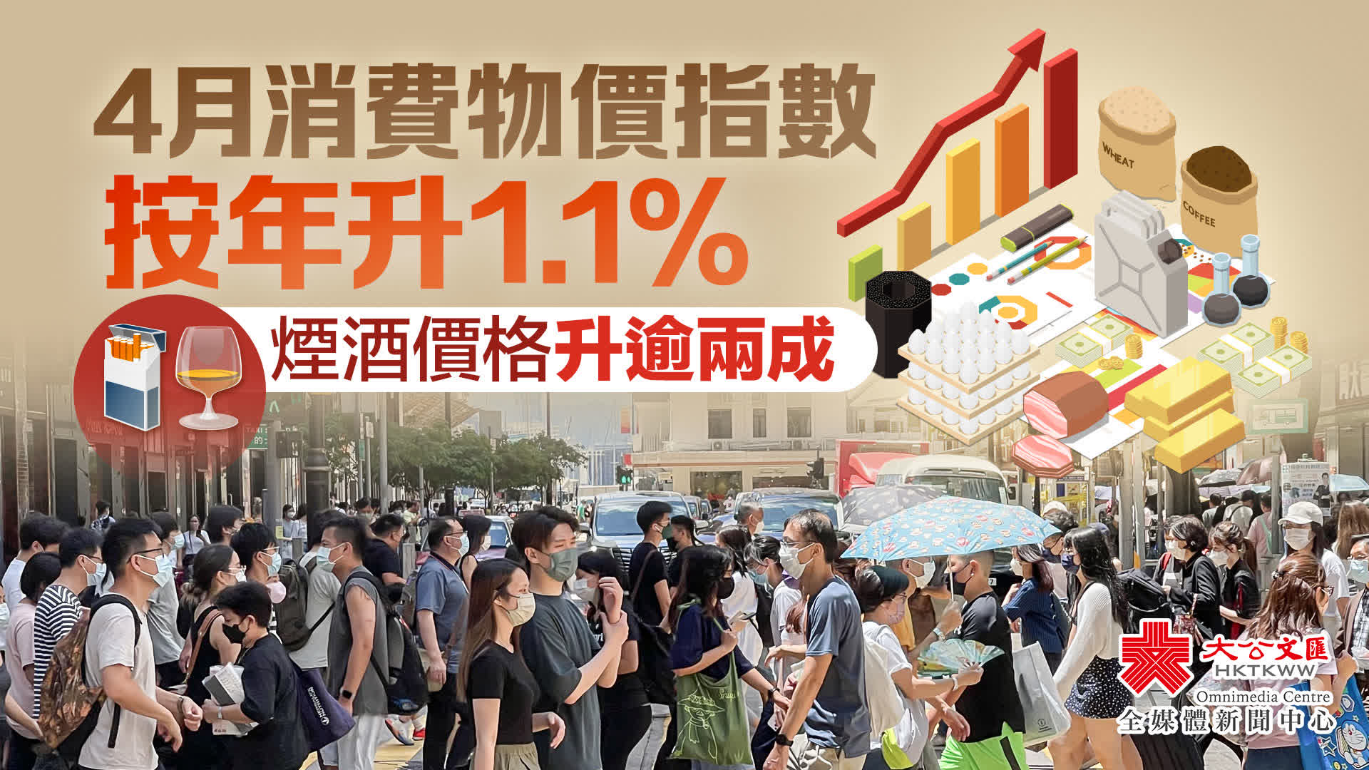 4月消費物價指數較3月為低煙酒價格升逾兩成- 香港- 大公文匯網