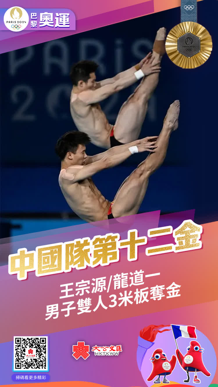 8月2日，在巴黎奧運會跳水項目男子雙人三米跳板決賽中，中國組合龍道一/王宗源以總分446.1的成績獲得金牌。