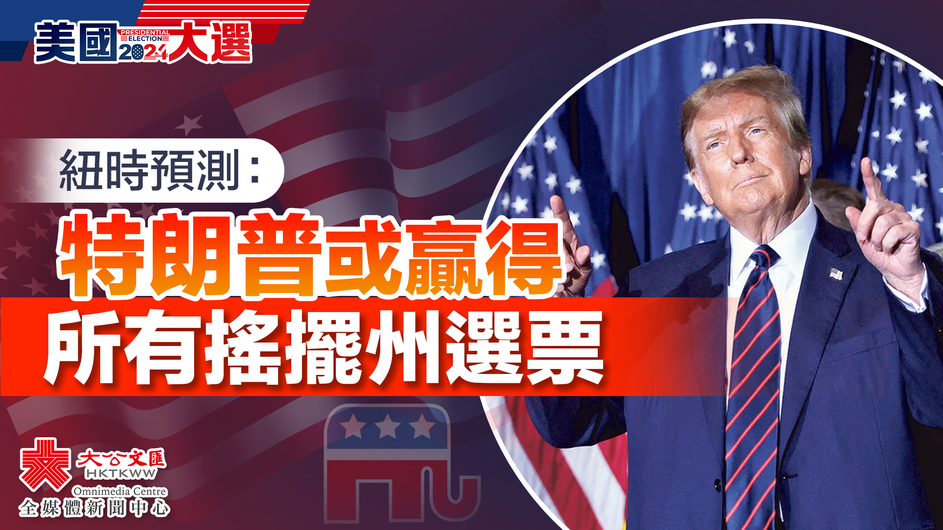 美國大選｜紐時預測：特朗普或贏得所有搖擺州選票