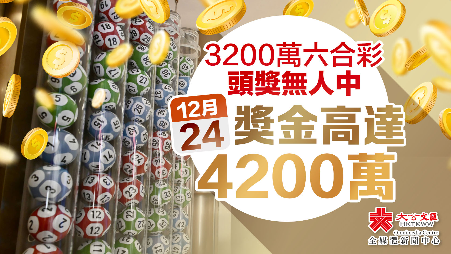 3200萬六合彩頭獎無人中　下周二獎金高達4200萬