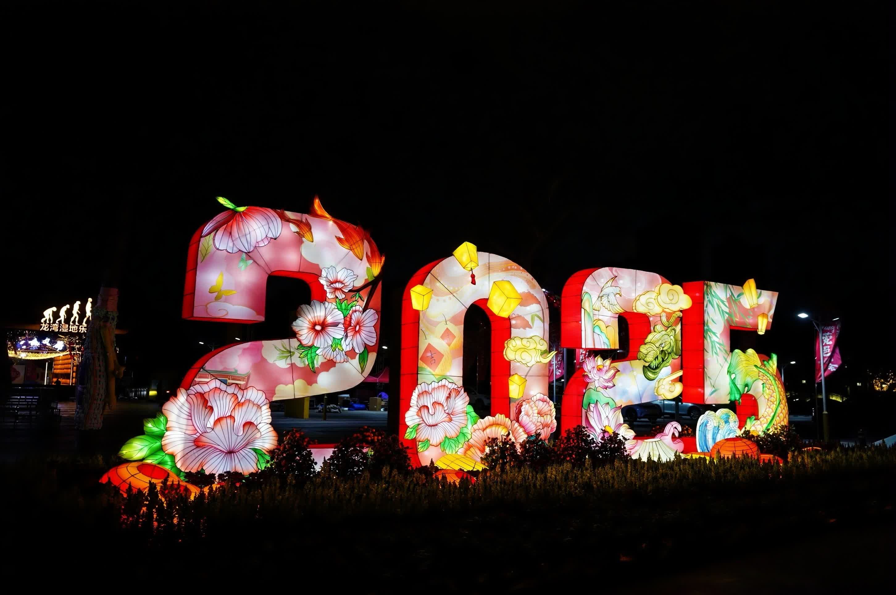 29日晚，2025「花Young莞邑」龍灣花燈會亮燈儀式在東莞龍灣濕地樂跑公園舉行。此次活動時間為1月29日至2月28日，為期一個月，通過璀璨花燈傳遞新春的美好祝福，為市民打造春節期間休閒娛樂的好去處。