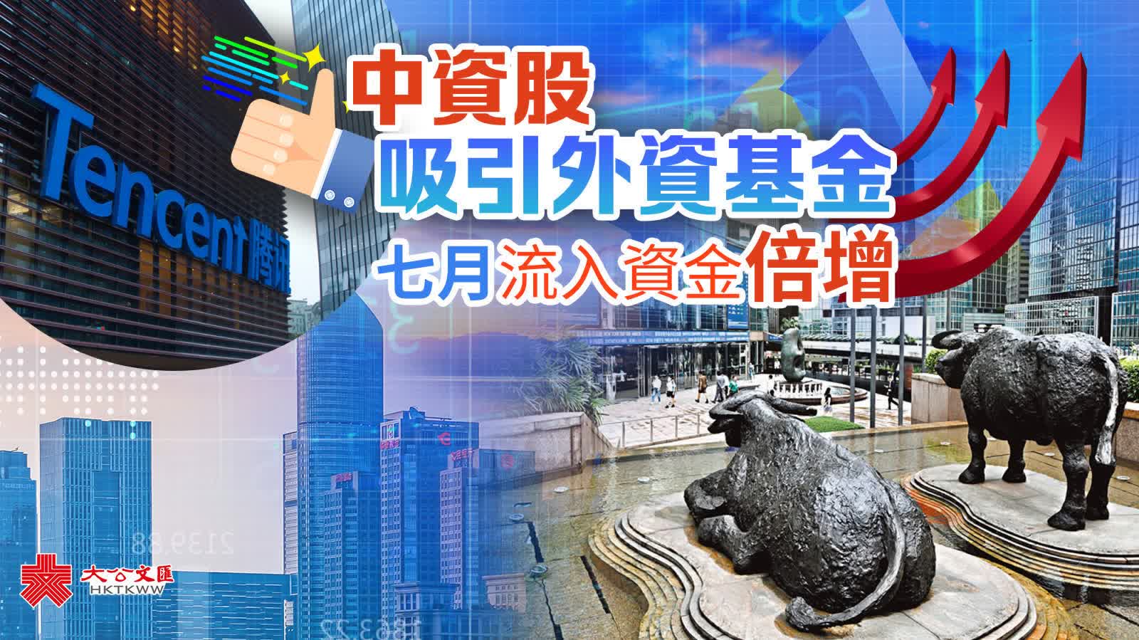 中資股吸引外資基金　七月流入資金倍增