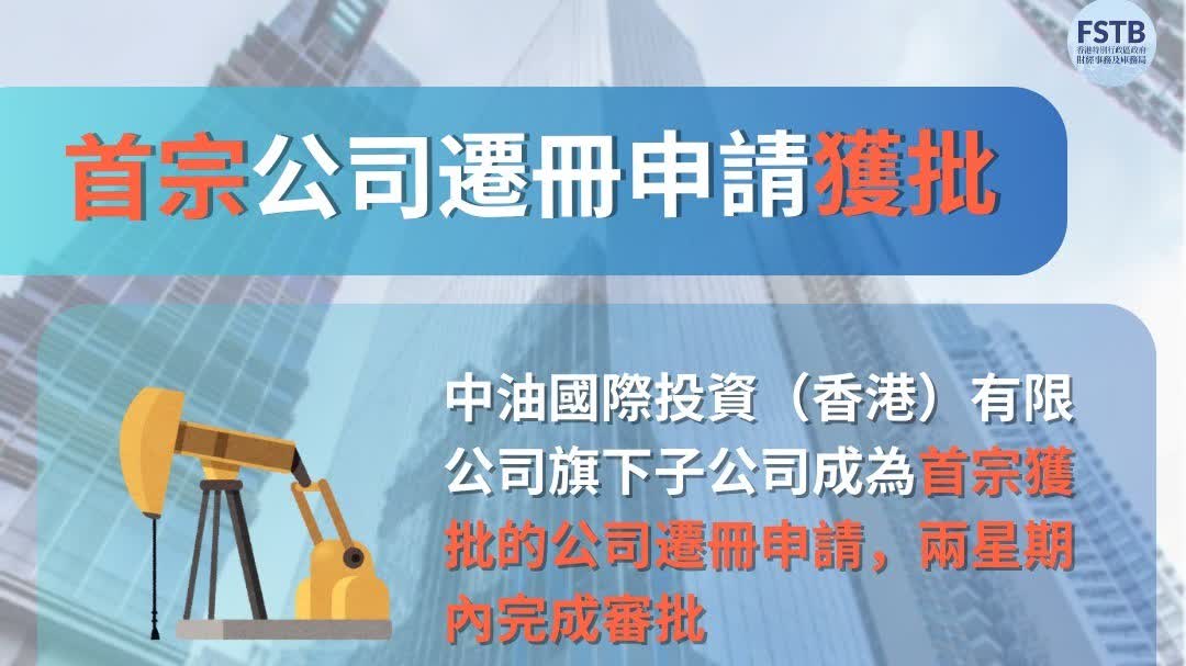 首宗公司遷冊來港申請今獲批　許正宇：企業對香港營商環境充滿信心