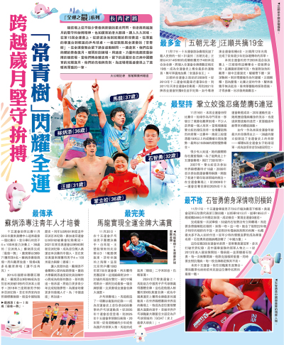 「全運之最」系列 長青老將/跨越歲月堅守拚搏 「常青樹」閃耀全運