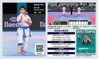 空手道世錦賽/劉慕裳首奪空手道世界冠軍