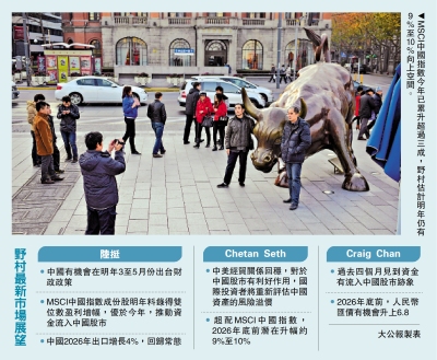 投資人語/野村看好中國股票 明年料再漲一成