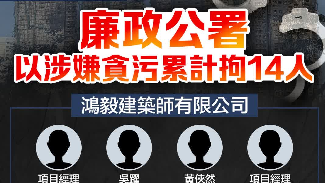 宏福苑五級火·一圖｜廉署累計拘14人　包括新舊法團主席