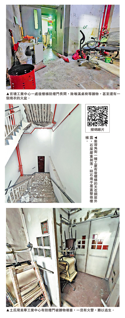 工廈亂象❷/走火通道堆滿雜物 防煙門失修長開 工廈劏房改動耐火間隔 遇火警堪虞