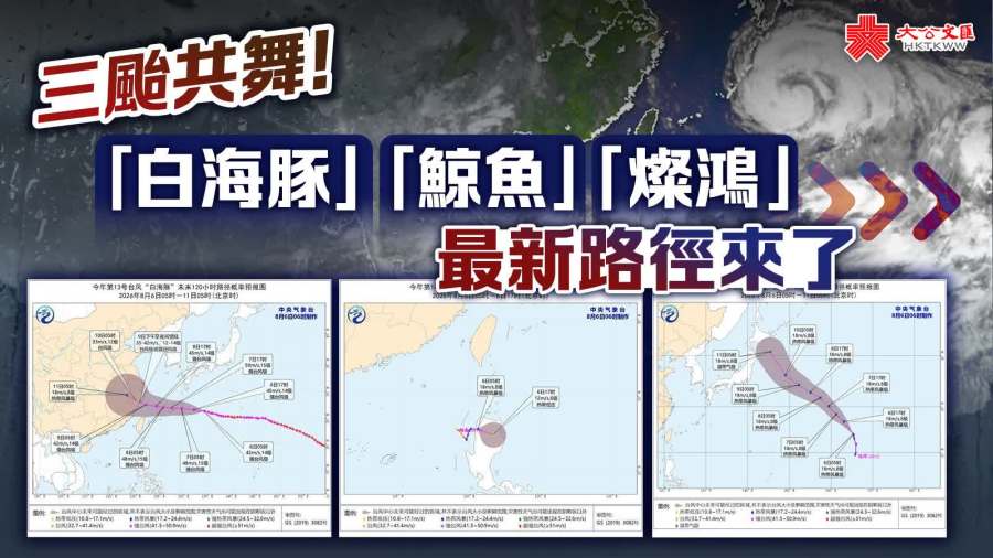 三颱共舞！「白海豚」「鯨魚」「燦鴻」最新路徑來了
