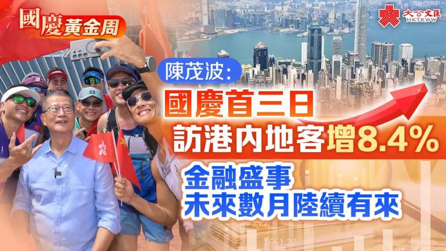 陳茂波：國慶首三日訪港內地客增8.4%　金融盛事未來數月陸續有來