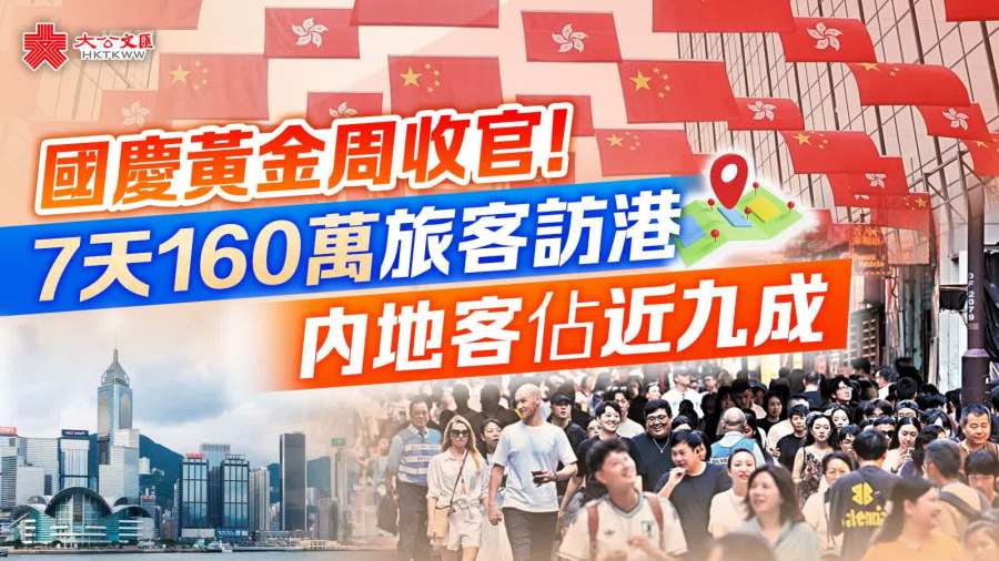 國慶黃金周收官！7天160萬旅客訪港　內地客佔近九成