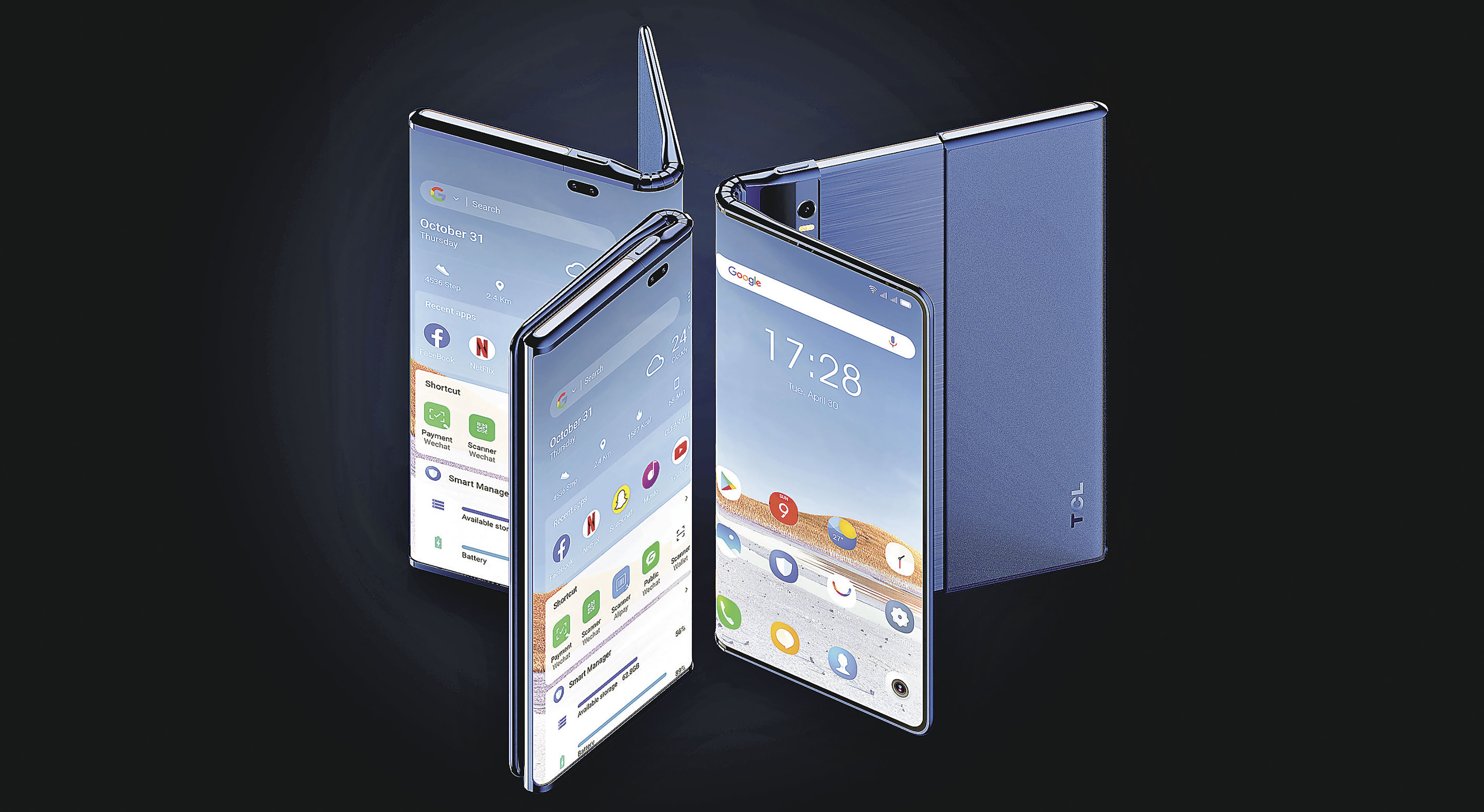 ■TCL發表Fold 'n' Roll    摺疊兼卷軸熒幕概念手機。