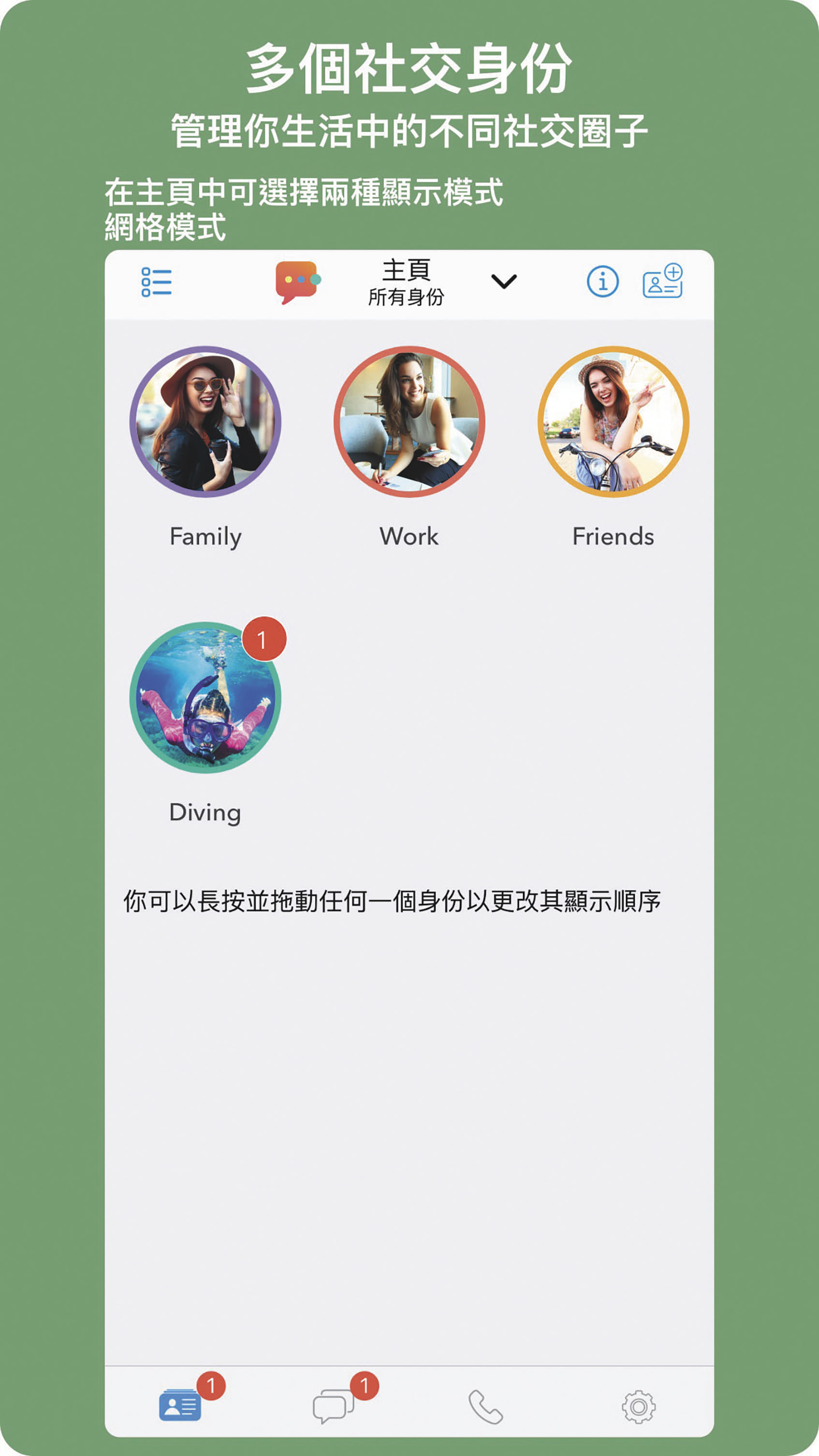 ■用戶可在同一個賬戶內建立不同角色身份。