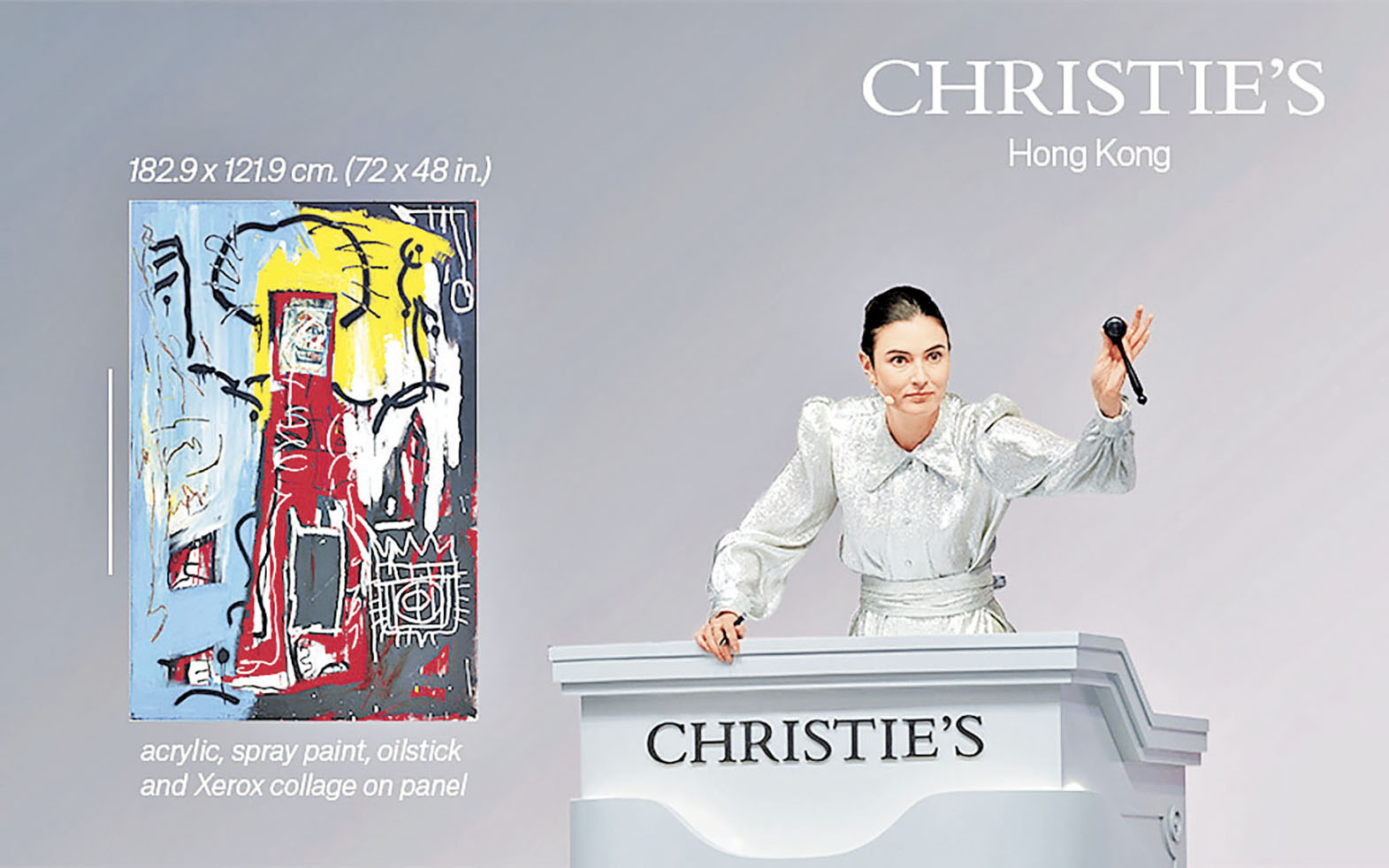 ■佳士得香港成功拍出的一幅巴斯基亞作品《無題（獨眼男或施樂臉）》，成交價2.34億元。