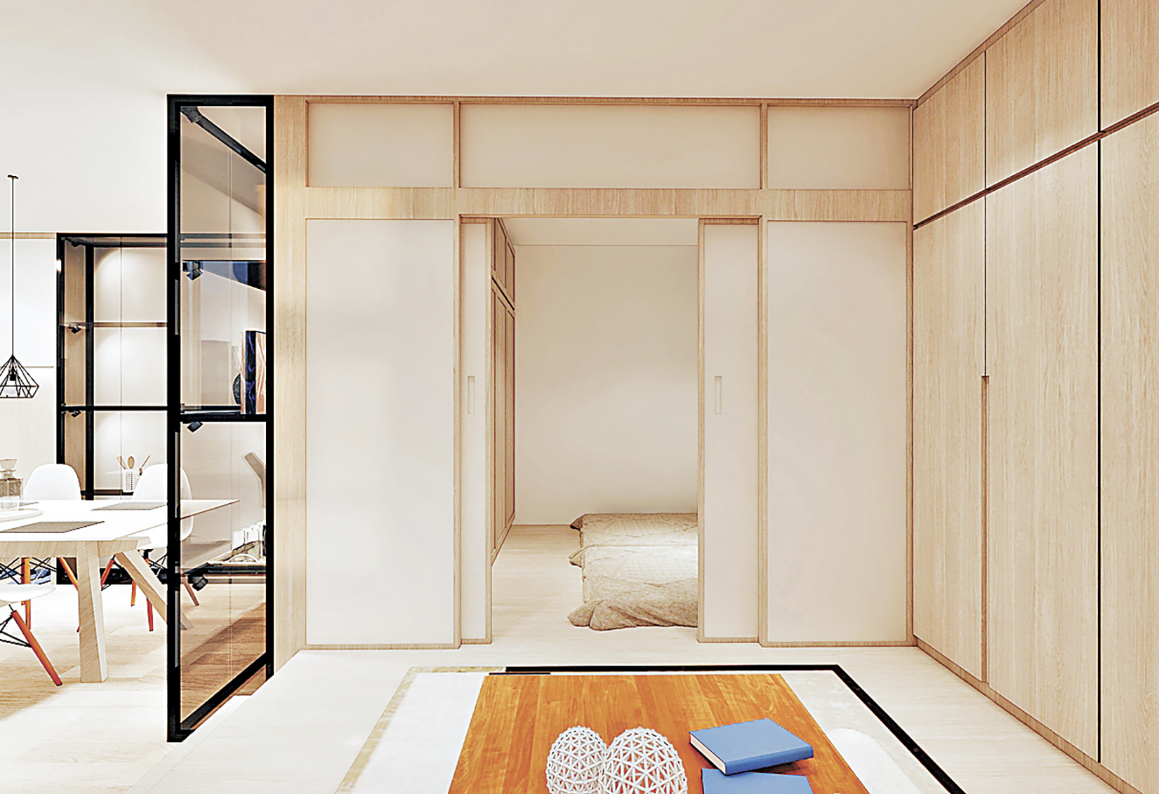 ■單位唯一的睡房採用日式榻榻米和趟門。