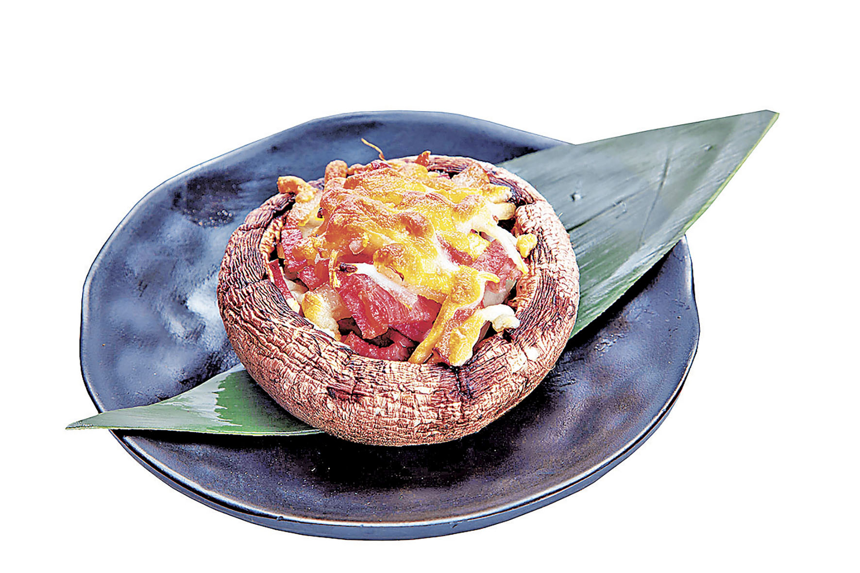 ■煙葱芝士扒大啡菇。