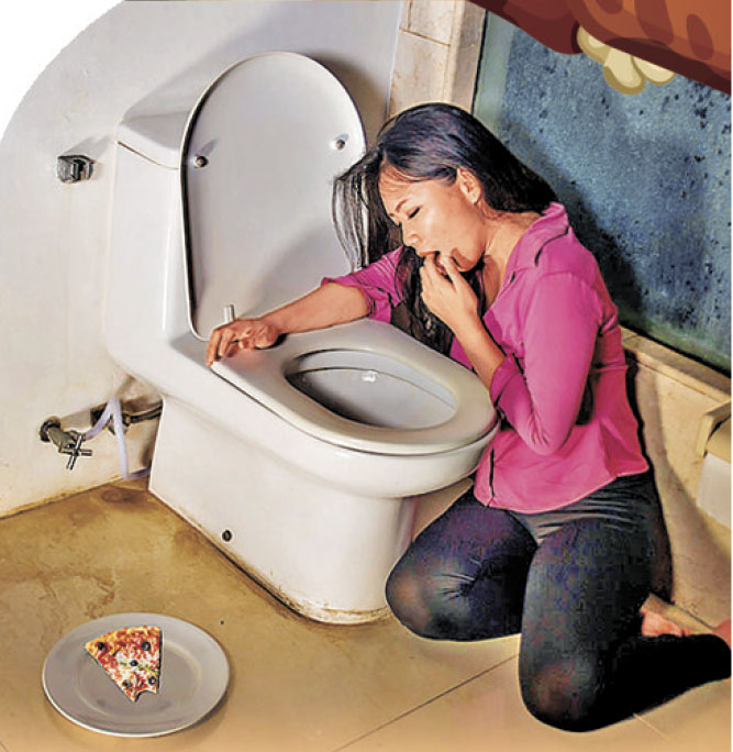 ■暴食症患者極度害怕肥胖，因此暴食後會內咎並催吐食物。