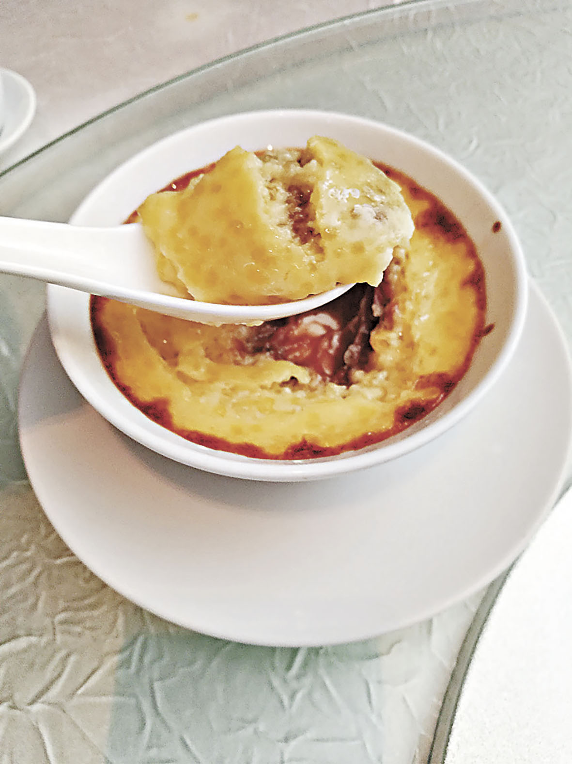 ■栗子蓉西米布甸。