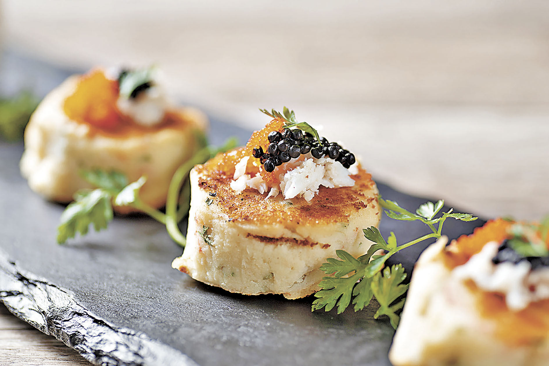 ■香煎鮑魚蟹餅