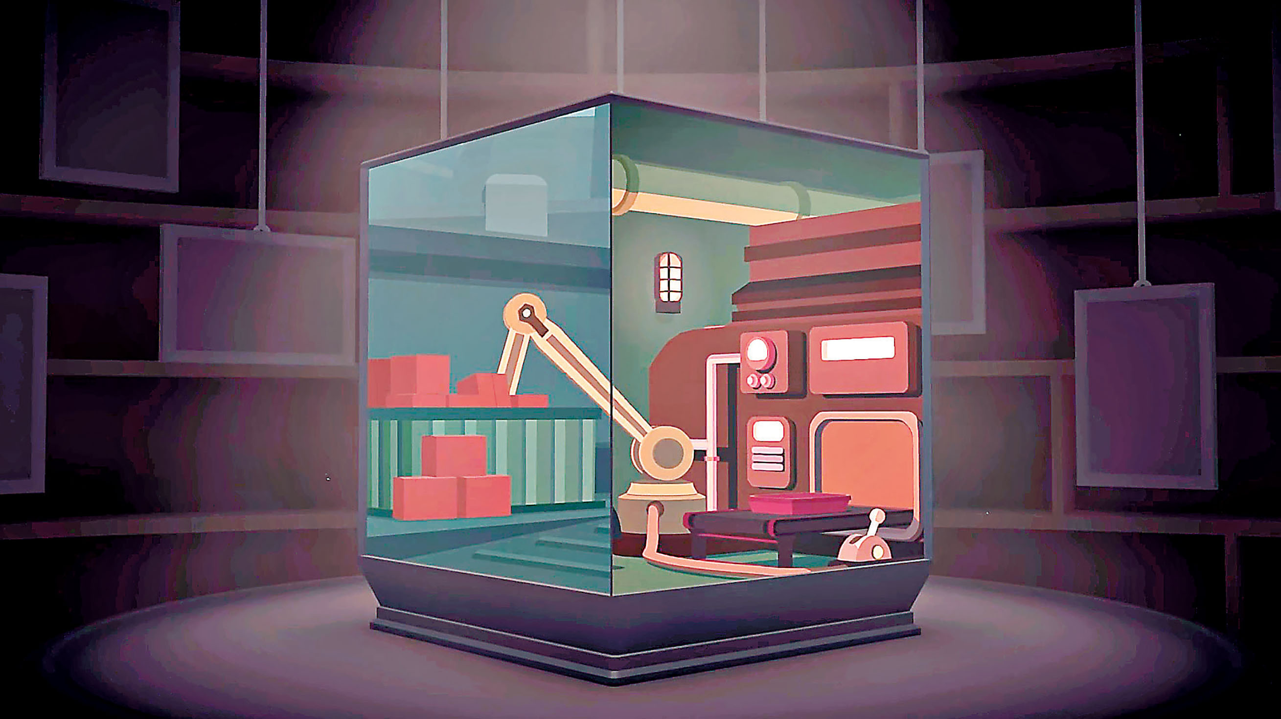 ■旋轉立方體的角度，找到解開謎題的線索。