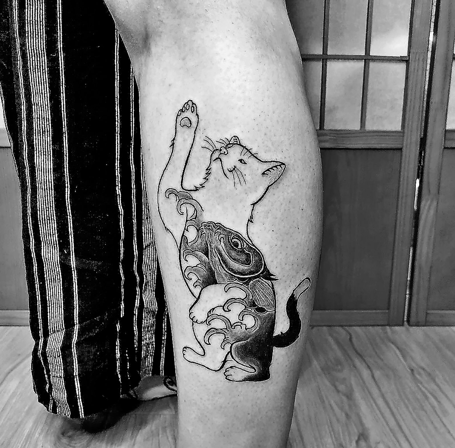 ■用浮世繪元素勾畫出客人對愛貓的回憶。 Jaan作品