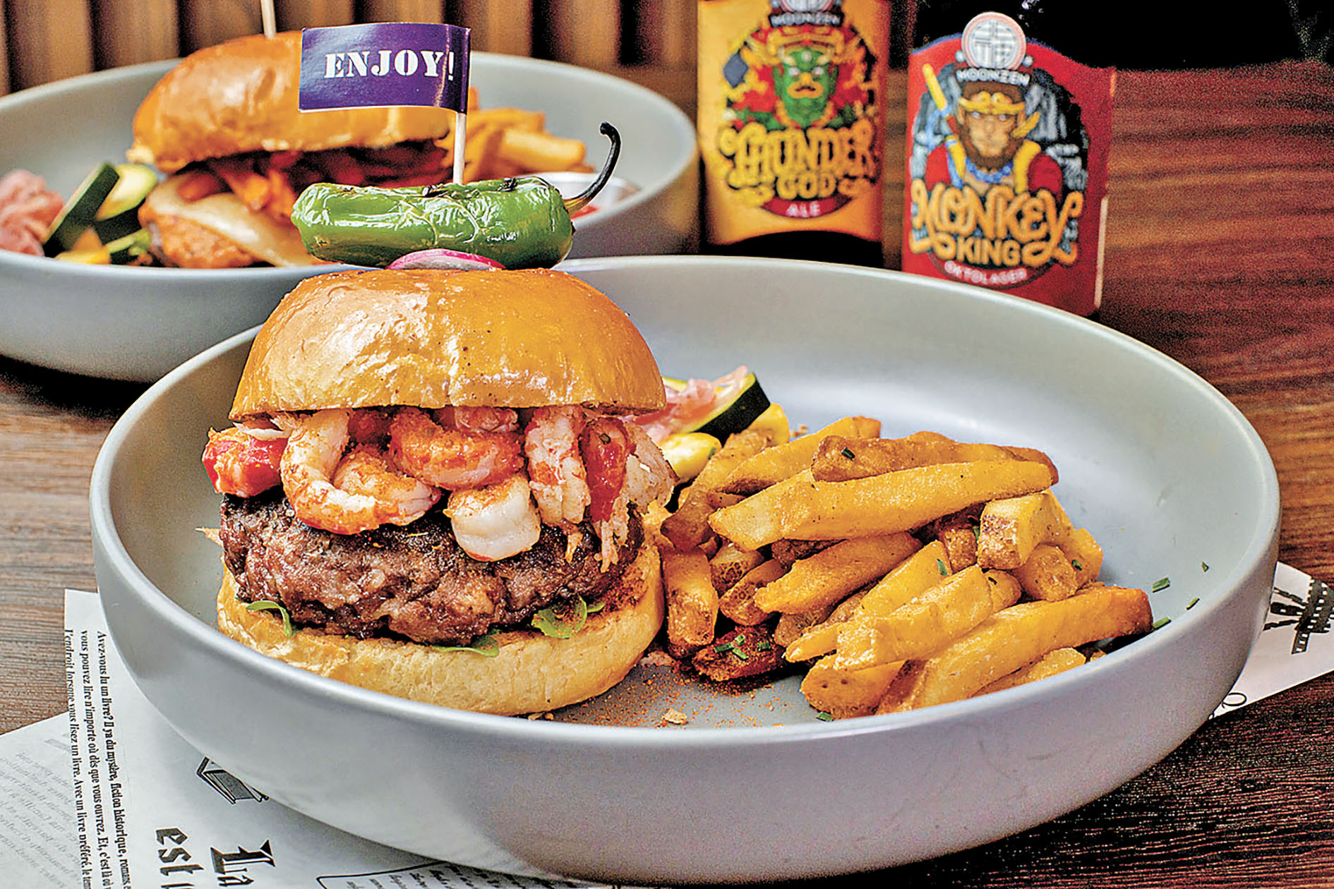 ■小龍蝦牛肉漢堡。（128元）