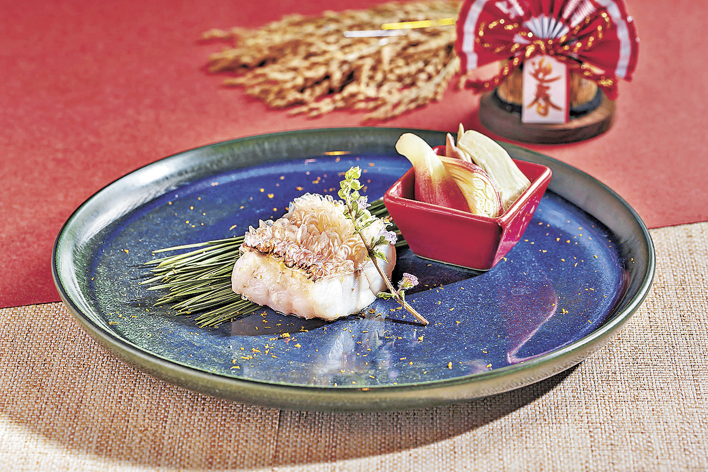 ■塩燒甘鯛伴茗荷酢橘汁。