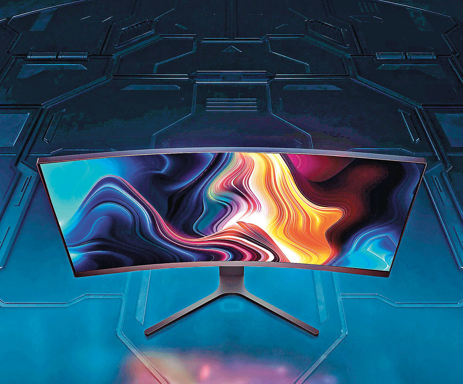 ■小米的電競曲屏擁有時尚外觀。