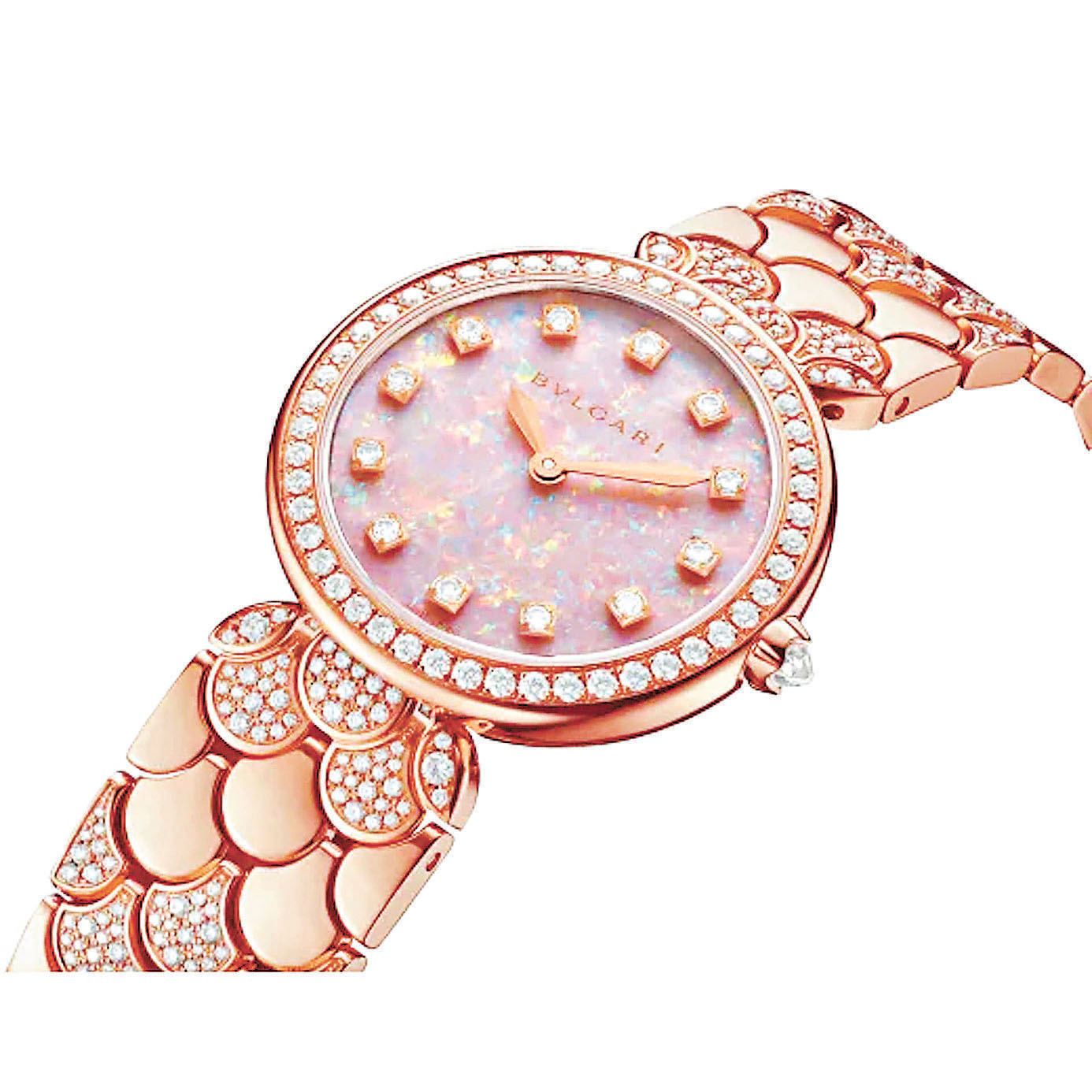■BVLGARI 腕錶採用了18K玫瑰金錶殼。