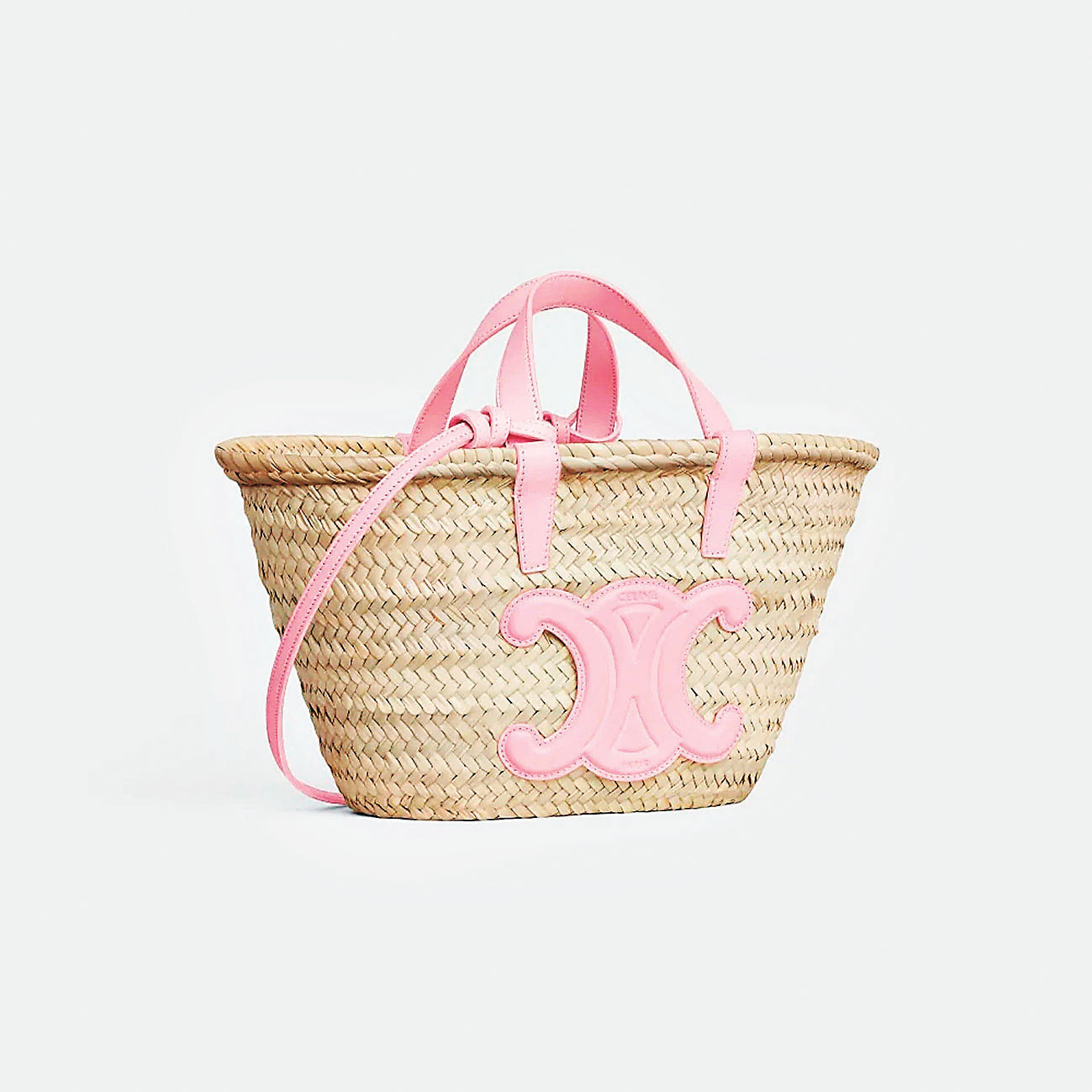 ■CELINE小牛皮籃子標誌由棕色換上粉色。