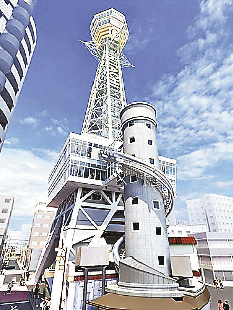 ■大阪通天閣的滑梯由3樓直瀡到地面。