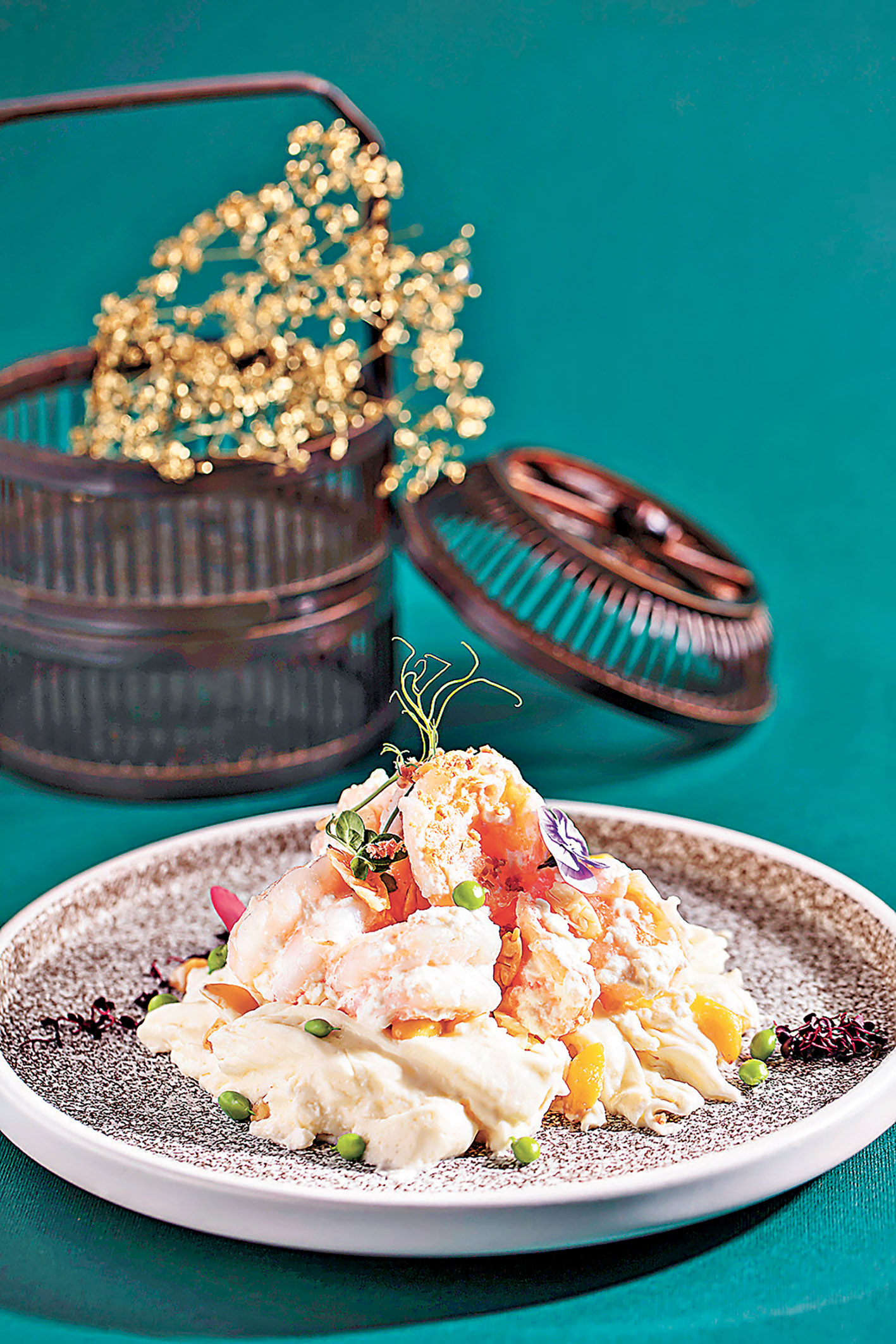 ■欖仁銀杏蝦球炒鮮奶