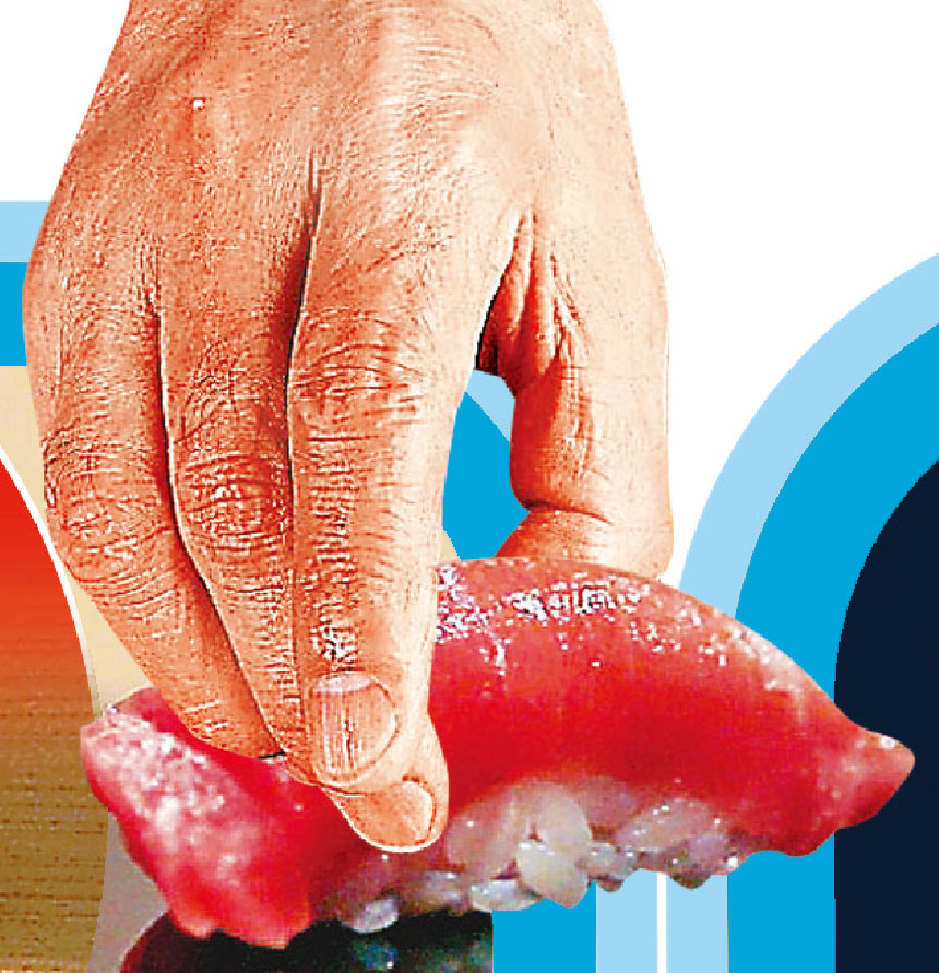 ■銀座本店招牌美食吞拿魚壽司。