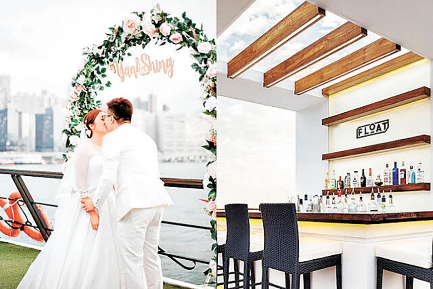 ■西式婚禮必備的露天酒吧及證婚區。