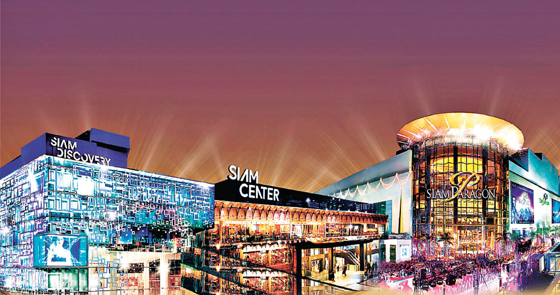 ■暹羅商圈的3大商場，左起Siam Discovery、Siam Center、Siam Paragon。