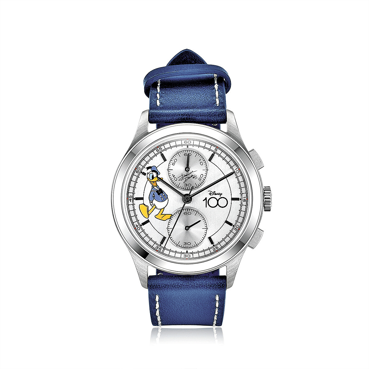 ■唐老鴨石英計時腕錶的錶面清晰易讀。