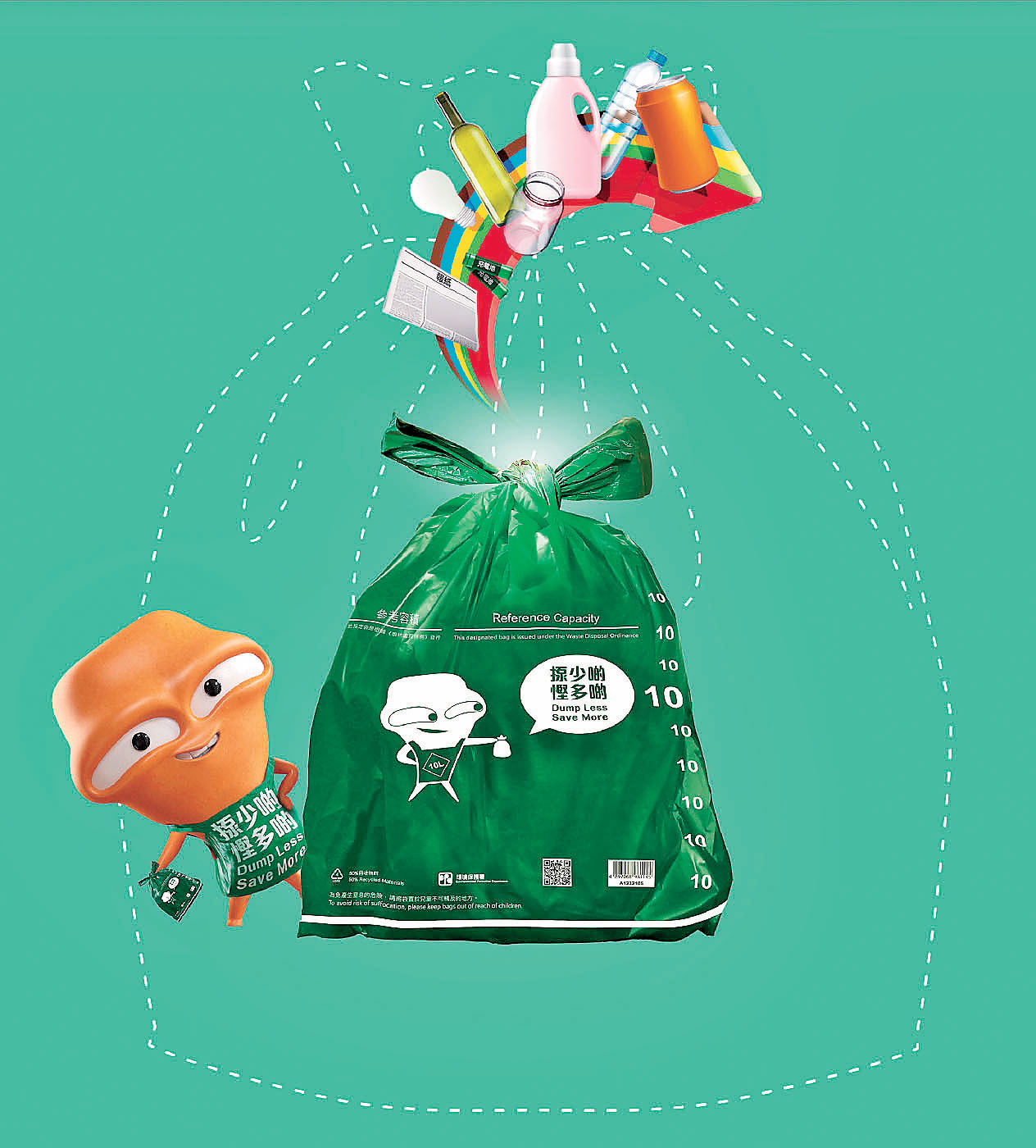 ■垃圾徵費4月1日起開始，市民要用環保膠袋裝垃圾。 資料圖片
