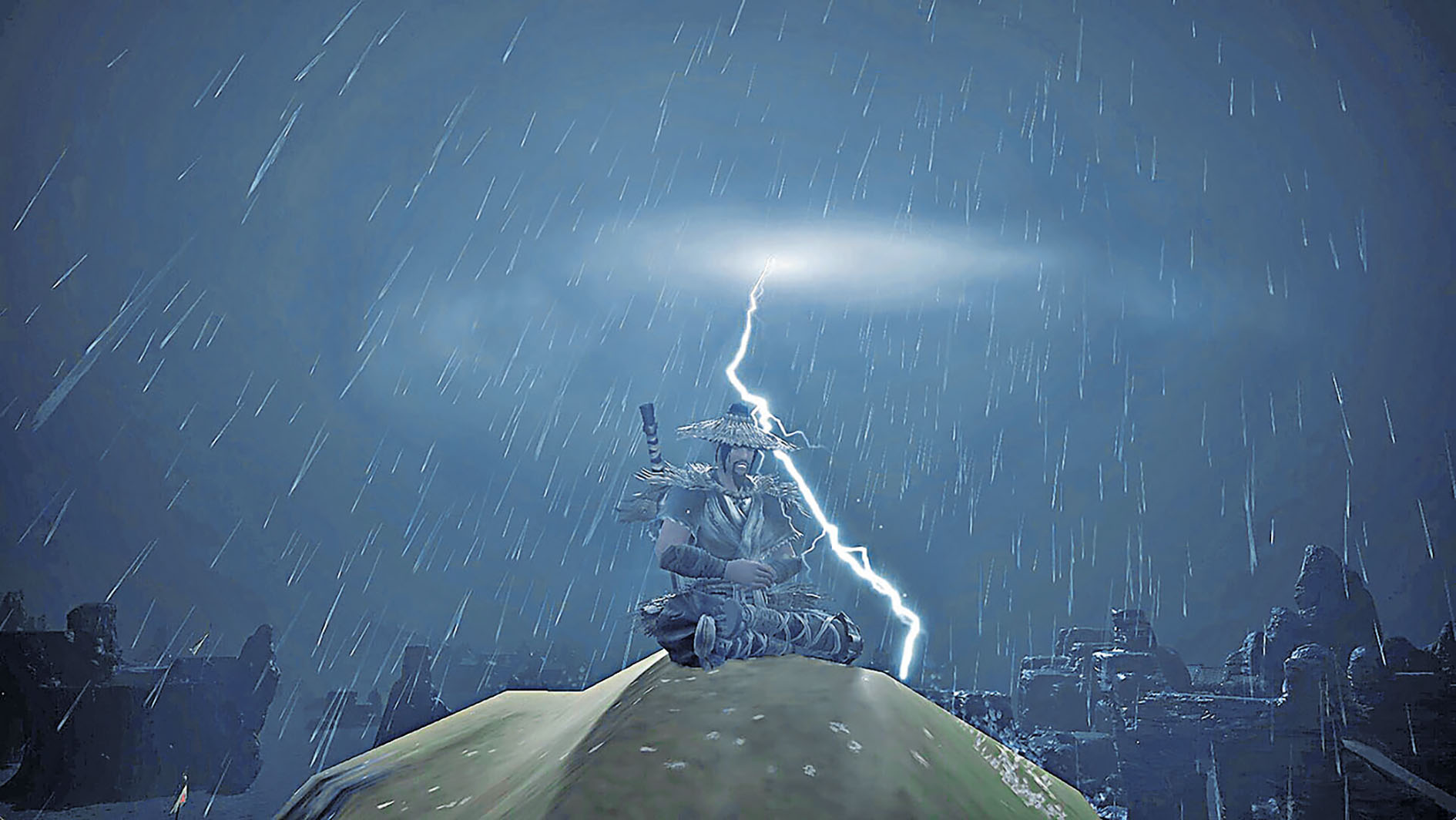 ■武林高手在雷雨中練功。