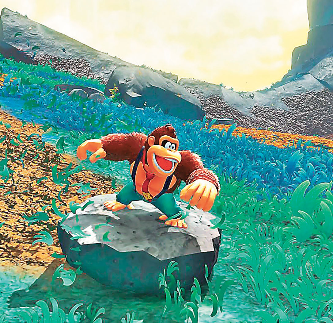 ■咚奇剛用石塊滑行。